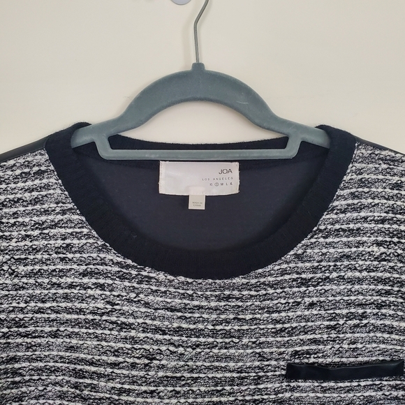 J.O.A Black Metallic Top with Faux Leather Sleeves - Picture 4 of 10